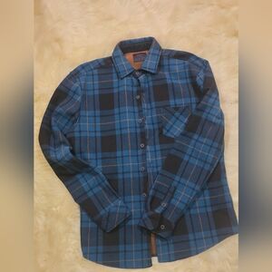 Nomad Blue and Black Plaid Men's Medium Flannel Button Down Shirt